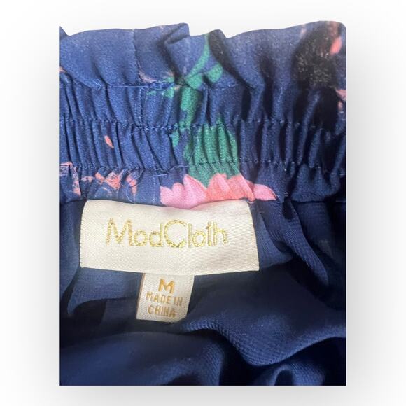 Modcloth Floral A-Line Skirt Navy Blue & Pink Flowers - Picture 8 of 8